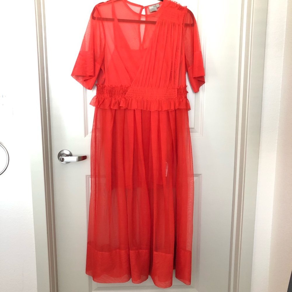 Tulle Midi Dress with Ruching